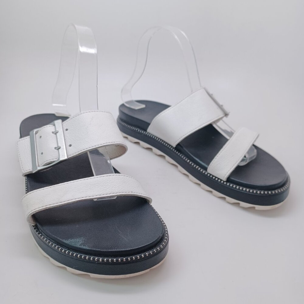 Sorel‎ Womens Sandals Roaming Two Strap Slip On Slide Wedge White Black Size 9.5 - Picture 8 of 16